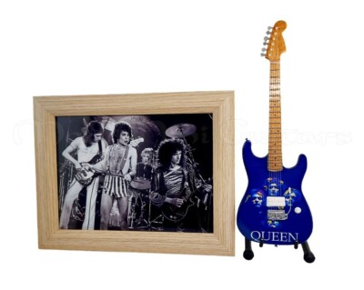 Miniature Guitar QUEEN + PHOTO 6X8 FREDDIE MERCURY BRIAN MAY