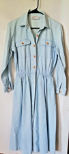 vintage Talbots Denim Jean Shirt Dress chest pockets petites 8