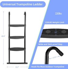 Trampoline Ladder, 3-Step Trampoline Steps with Horizontal Wide Steps,