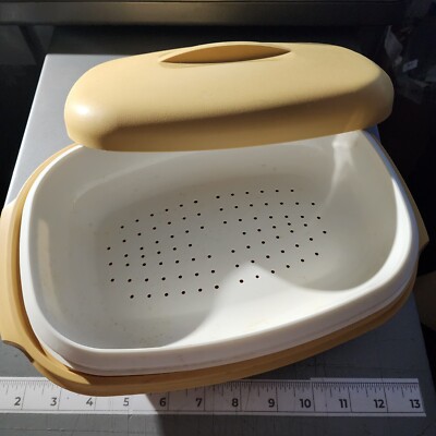 VTG Tupperware Yellow Rice / Vegetable Steamer 3-Piece 1275-6, 1274-3 & 1273-8