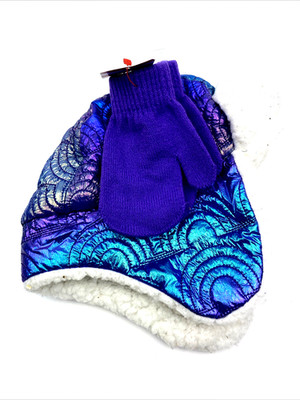 Cat & Jack Baby Hat Mitten Gloves Set Size 2T/5T Purple Girls Toddler Winter