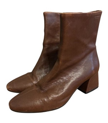 Women's Vagabond Olivia Fashion Brown Leather Pointed Toe Ankle Boots, Size 37
