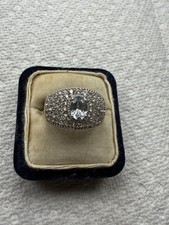 Sterling Silver Blue Aquamarine Ring Size 7.75 5.4g Made In India