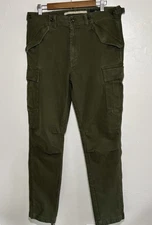 BR Banana Republic Slim Fit Green Soft Moleskin Traveler Cargo Pants Size 34x32