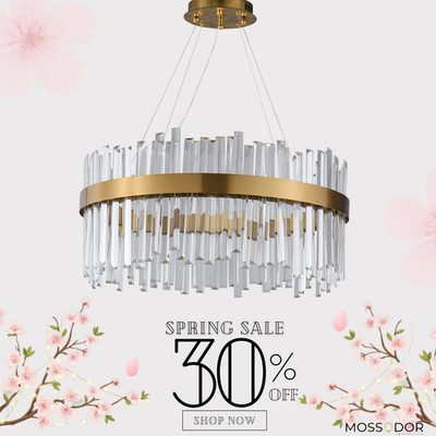 Kristall Decken Kronleuchter Hängend Gold LED Decken Lampe Wohnzimmer Modern Zuhause
