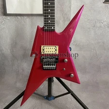 Deep Pink Ironbird Electric Guitar Open Pickup Floyd Rose Bridge Chrome Hardware