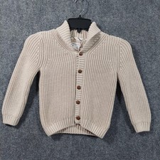 Tommy Bahama Sweater Kids 4T Beige Chunky Knit Button Cardigan Collared Toddler