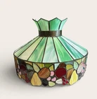 Vintage Tiffany Style Stained Glass 3 Light Large Hanging Lamp Fruit Working