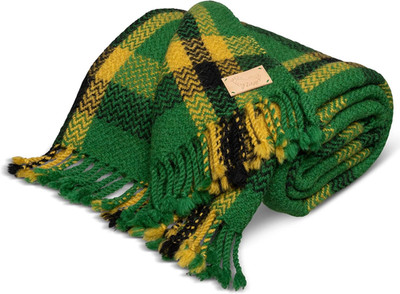 Sorin 100% Wool Plaid Blanket - Bright Green, 60x80 Inches, Cozy Luxury