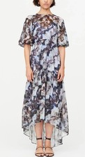 Marie Oliver Mags Abstract-Print High-Low Midi Dress Size M