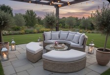 Rattan Garden Furniture Day Bed Sofa Dining Set 3 in 1 Rising Table Summer Sale 