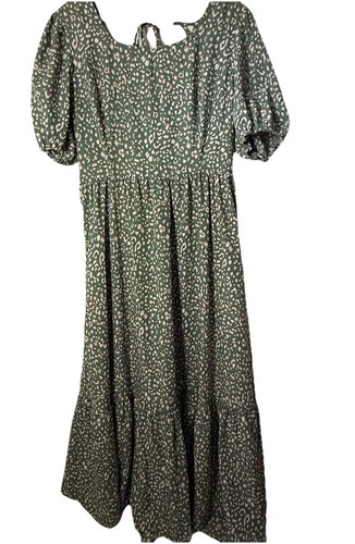 Pretty Garden Dress Womens XL Tiered Smocked Maxi Cottagecore Prairie Boho Ditsy