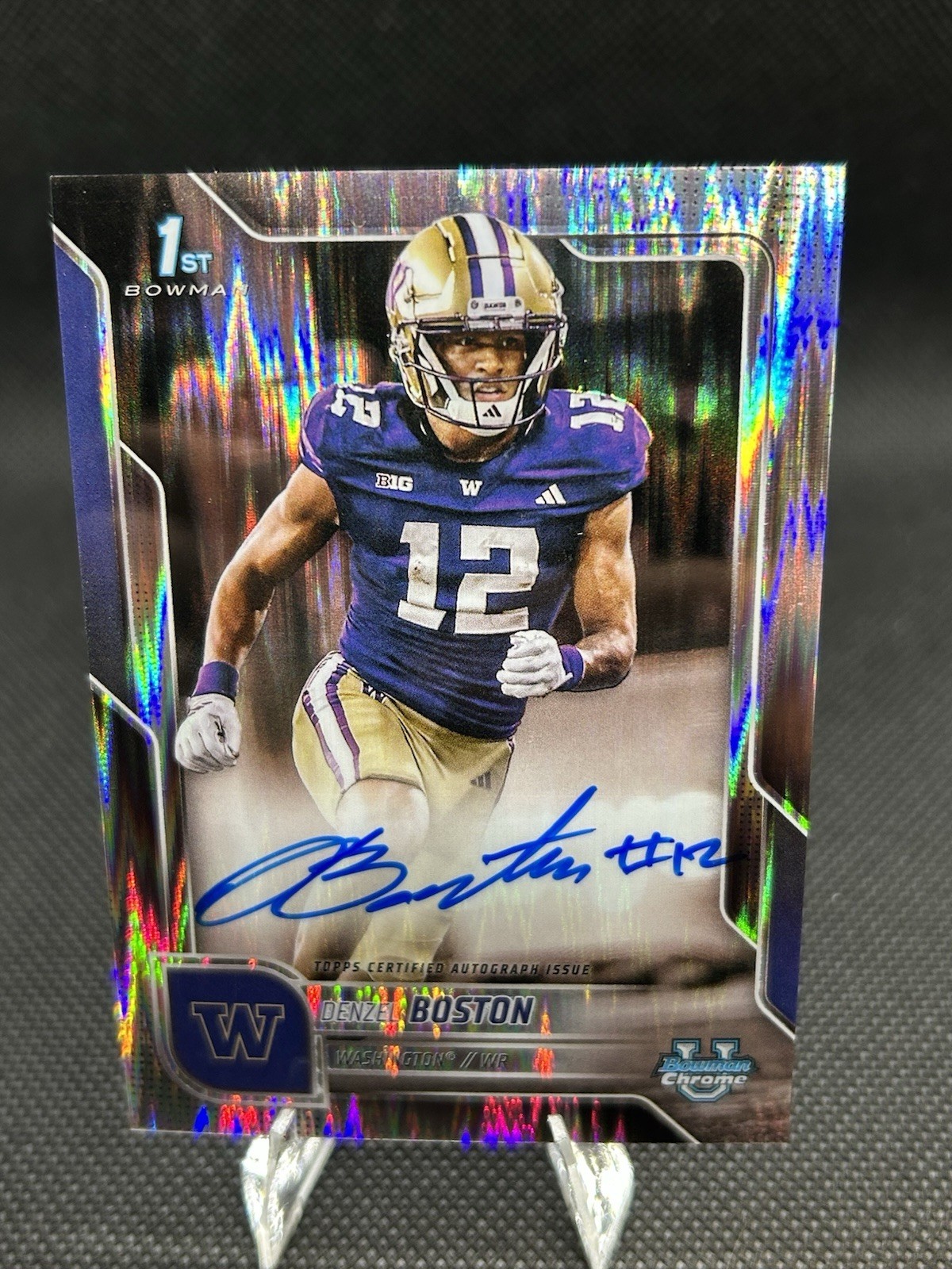 Denzel Boston 2025 Bowman Chrome U 1st Stealth Refractor ON CARD AUTO RC Browns