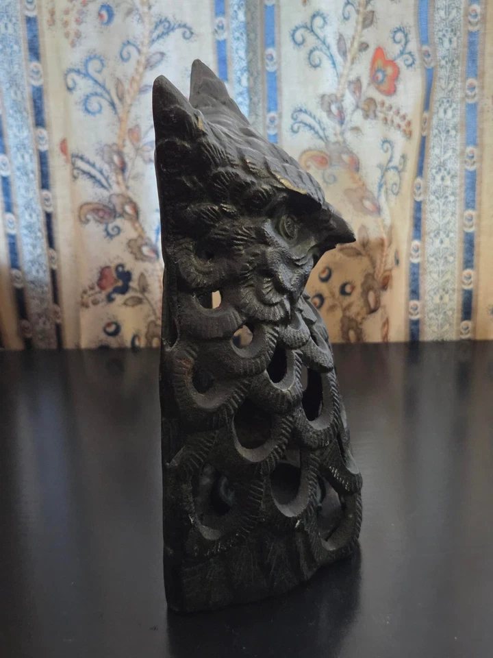 Винтажный черный чугунный японский подсвечник сова фонарь высота 7 дюймов ширина 5 дюймов - Изображение 2 из 4