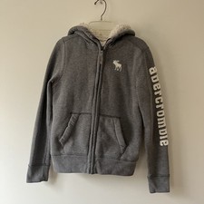 Abercrombie Kids Full Zip Hoodie Sweatshirt Grey XL
