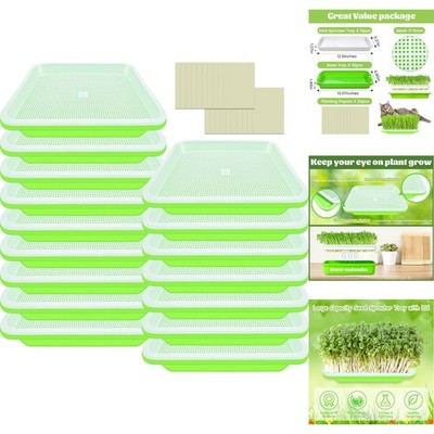 16 Pack Seed Sprouter Trays Soil-Free Germination Tray Microgreens Growing Kit