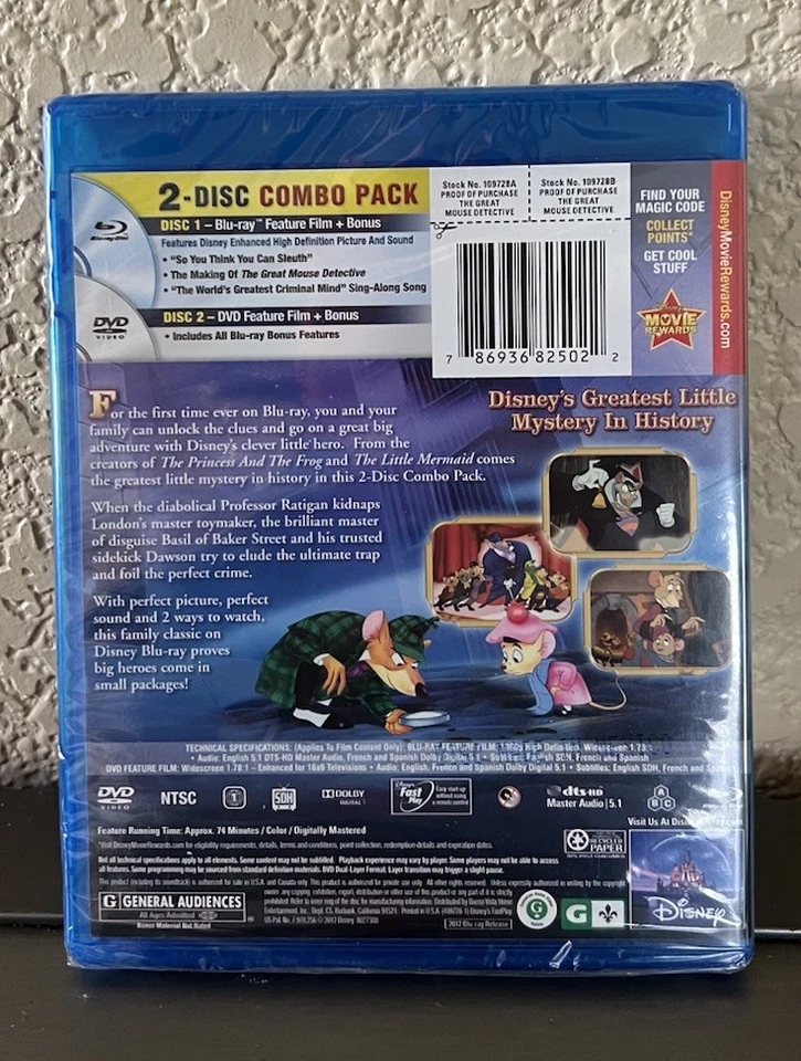 The Great Mouse Detective Blu-ray  & DVD 1986 New Mystery In The Mist Edition - Image 2 of 2