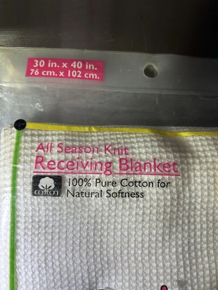 Manta de recepción Baby Morgan BLANCA 100 % algodón gofre 30 x 40 EE. UU. sellada en paquete Foto 2 de 4