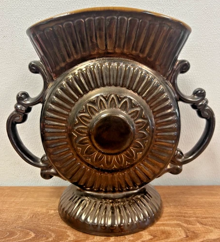 Red Wing MCM Vintage Metallic Bronze Pottery Vase #948