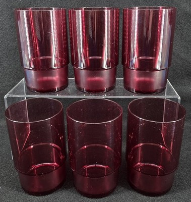 Set of 6 Vtg Tupperware Preludio Cranberry Acrylic Tumblers Cups 13 oz 2426C