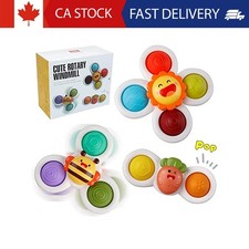 3PCS Ventouse Toupie Jouets pour Bébé Garçon Fille Jouets de Bain Sensoriels pour Tout-Petits