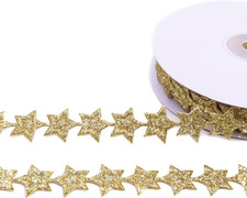 Glitter Star Ribbon Golden Star Sparkly Ribbon Trim Embellishment for Crafts Gif