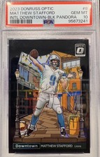 2023 Optic Matthew Stafford Intl Downtown Black Pandora  Prizm #/25 PSA 10 🔥