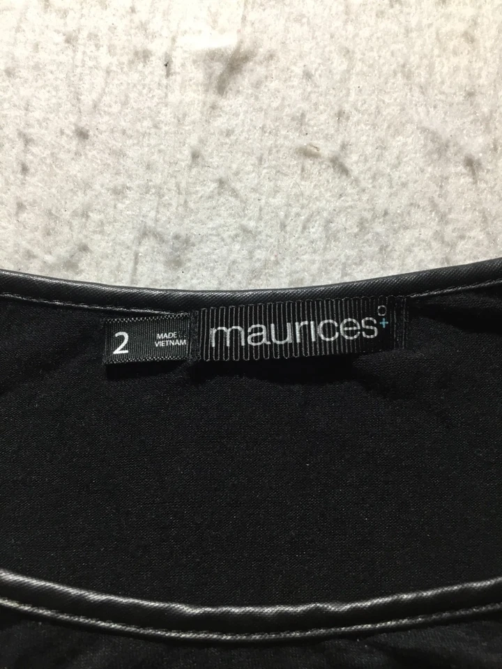 Maurices рубашка плюс размер 2 черный 3/4 рукав искусственной кожи отделки акцент - Изображение 2 из 4