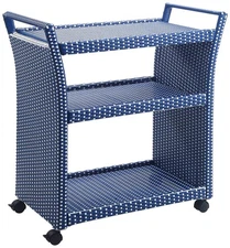 Anderson Blue White Wicker Patio Serving Cart