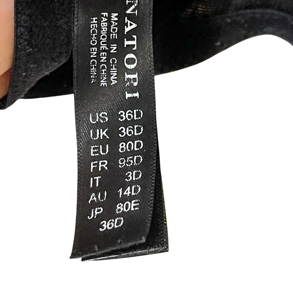 Natori Flora Contour Underwire T-Shirt Bra 721150 Black Romantic Size 36D - Image 4 of 4