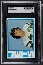 1972 Topps JOE NAMATH New York Jets #100 SGC Centered, sharp card