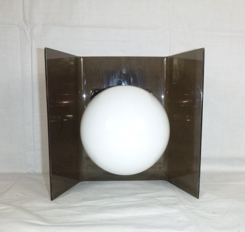 Vtg 70s Progress Lighting Space Age Smoked Acrylic Sconce Light Fixture *NO BULB