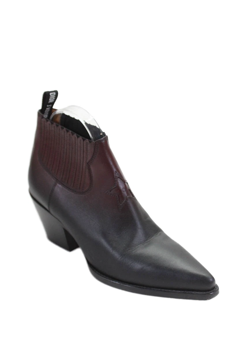Bottines femme Christian Dior cuir ombre bout pointu noir pointure 39 9