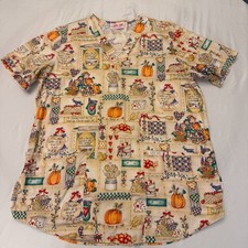 Cherokee Uniform Scrub Top Fall/Thanksgiving Preowned A7-1 
