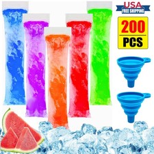 100/200x BPA Free Ice Pop Bags with Funnel Freezer Tube Pouches DIY Snack Treats