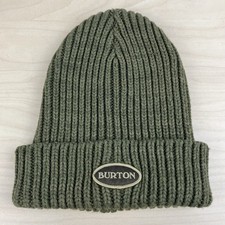 Burton Snowboards Winter Beanie Cuff Hat Green Ribbed Patch Logo