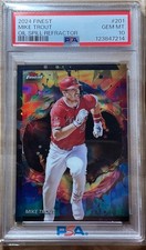 2024 Finest Baseball Mike Trout Rare Oil Spill Refractor #201 PSA 10