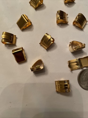 12 VTG 15x12mm Gold Plated Fold Over Clasps 