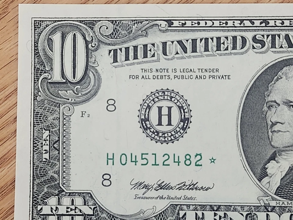 1995 $10 "STAR NOTE" GEM/UNC ST LOUIS #H04512482* 2 OF 3 CONS SERIAL NUMBERS - Image 3 of 4