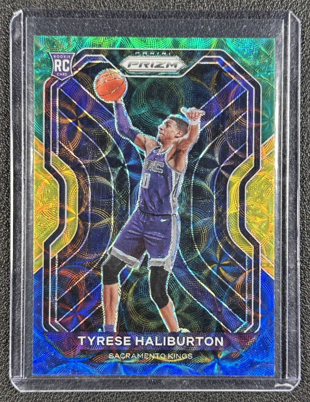 TYRESE HALIBURTON 2020-21 PANINI PRIZM #262 ROOKIE CHOICE BLUE YELLOW AND GREEN