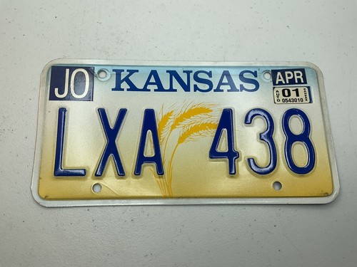 2001 Kansas Wheat License Plate Tag# LXA438 Johnson County April