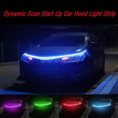 Car LED Under Hood Light Strip Dynamic Scan Start Up Glow Daytime Running Light