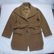 Vintage Virgin Cashmere Wool Marella Max Mara Camel Wrap Trench Coat Uk 12-14
