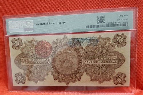 1914 MEXICO Puck 51107S M 3974b REVOLUTIONARY 10 PESOS PMG 64 GRADED Large10 R - Picture 4 of 9