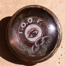 antique bridle rosette / glass dome / Masonic IOOF seeing eye with free shipping