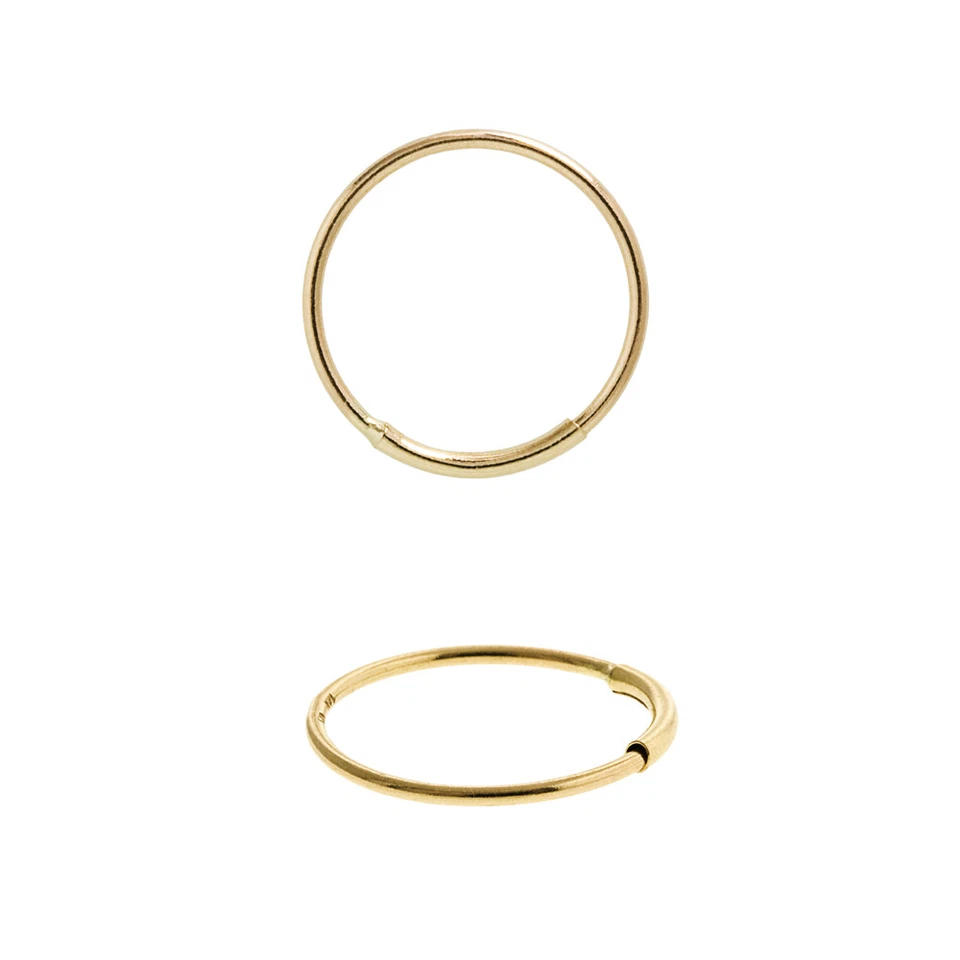 Piercing de cartílago labio ceja anillo aro nariz liso oro macizo 14K REAL calibre 22 Foto 3 de 4