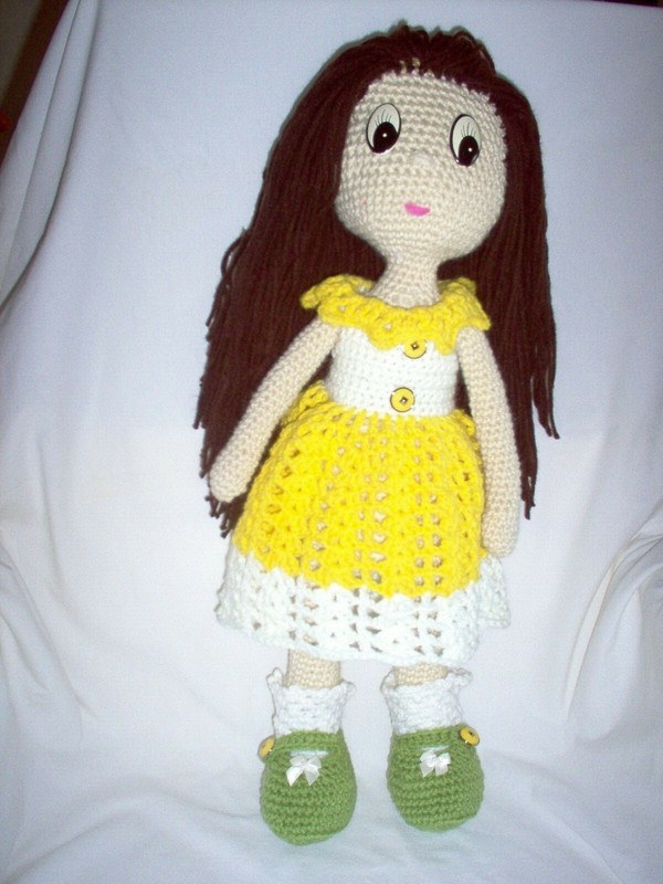 amigurumi  girl doll, 22" tall  w/ 3 outfits    #13