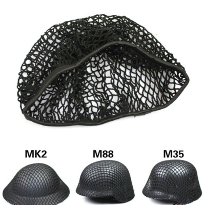 WW2 Soldat Fallschirmjäger Helm Netz Abdeckung Schwarz für MK2 M88 M35 Armee Hut