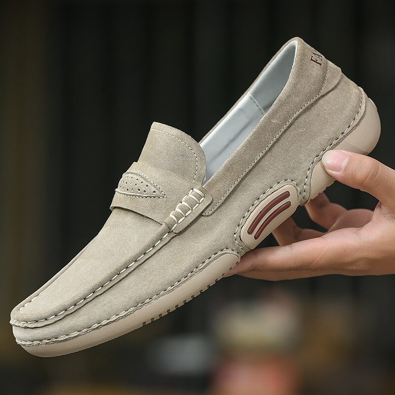 Mens Loafers Cow Suede Leather Men 