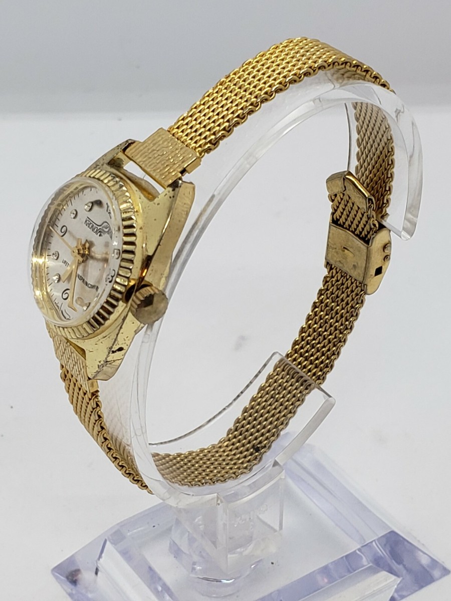 Vintage Womens Kronotron Hand Wind Watch Ladies Vintage Kronotron Gold Plated Cocktail Wrist Watch  main image 4
